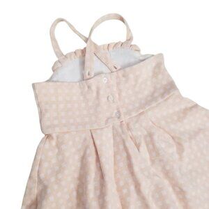 Janie and jack checkered little girl peach light knit dress size 4 (B1)
